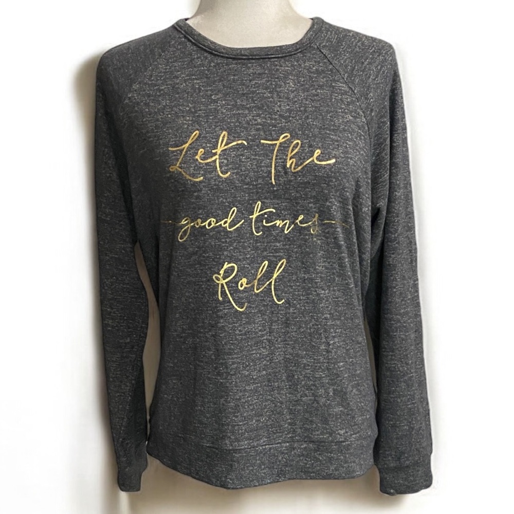 Gray & Gold "Let The Good Times Roll" Graphic Sweater